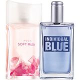 Avon Hediyelik Parfüm Seti – Individual Blue Erkek ve Soft Musk Kadın EDT, Ferah ve Pudramsı Kokular, 100 ml + 50 ml, Günlük Kullanım ve Uzun Süre Kalıcılık