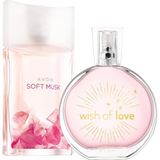 Avon Kadın Parfüm Seti: Soft Musk ve Wish Of Love EDT - Çiçeksi ve Pudramsı Ağız, 2×50 ml,