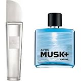 Avon Pur Blanca 50 ml Kadın Parfüm ve Avon Musk Marine Erkek Parfüm Edt 75 ml 2 Li Set - bay