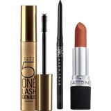 Avon ''True'' Lash Genius Siyah Maskara Renk 1 Black Ice Göz Kalemi ve Mat Ruj Paketi