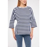 Avones Kadın 3/4 Reglan Kol Çizgili Oversize Sweatshirt