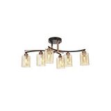 Avonni Ar-1867-6bsy Siyah Boya Modern Avize E27 Metal Cam 32 Cm Kaplama