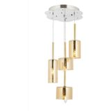Avonni AV-1675-4KT Krom Kaplama Modern Avize E14 Metal Cam H: 90 cm, Ø: 35 cm