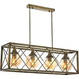 Avonni AV-1732-4EY Eskitme Kaplama Modern Avize E27 Metal Cam H: 80 cm, WxD: 80x25 cm