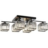 Avonni AV-1795-6BSY Siyah Boya Modern Avize E27 Metal Kristal H: 22 cm, WxD: 80x40 cm