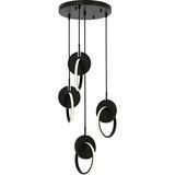 Avonni AV-1874-4T-BSY Siyah Boya Modern Metal Ahşap Avize