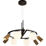 Avonni AV-1950-8BSY Eskitme/Siyah Boya/Kaplama Modern Avize E27 Metal Cam H: 100 cm, Ø: 66 cm - Eskitme Siyah
