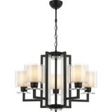 Avonni AV-4285-5BSY Siyah Boya Modern Avize E27 Metal Cam H: 90 Cm, Ø: 70 cm