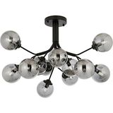 Avonni AV-4286-12BSY Siyah Boya Modern Avize E14 Metal Cam H: 55 cm, Ø: 95 cm