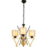 Avonni AV-4301-3S Sarı Kaplama Modern Avize E27 Metal Cam H: 90 cm, Ø: 50 cm