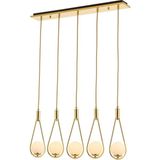 Avonni AV-4316-5SY Sarı Kaplama Modern Avize G9 Metal Cam H: 110 cm, WxD: 80x10 cm