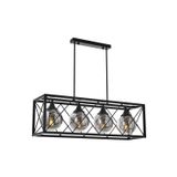 Avonni AV-60127-4Y-BSY Siyah Boyalı Modern E27 Metal Cam 80x22cm Avize