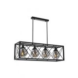 Avonni AV-60127-4Y-BSY Siyah Boyalı Modern E27 Metal Cam 80x25 cm Avize