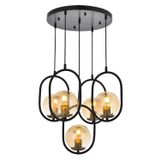 Avonni AV-60180-5T-BSY Siyah Boyalı Modern E27 Metal Cam 40cm Avize