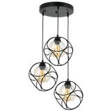 Avonni AV-65196-3T-BSY Siyah Boyalı Modern E27 Metal Cam 50cm Avize