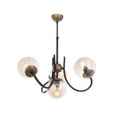 Avonni AV-65217-4BSY Eskitme Siyah Boyalı Metal Cam 58 cm Modern Avize