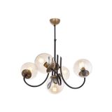 Avonni AV-65217-5BSY Eskitme Siyah Boyalı Metal Cam 60 cm Modern Avize