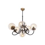 Avonni AV-65217-6BSY Eskitme Siyah Boyalı Metal Cam 60 cm Modern Avize