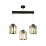 Avonni AV-65230-3Y-BSY Siyah Boya Modern Avize E27 Metal Kristal H: 60 cm, WxD: 54x15 cm