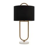 Avonnı Eskitme Boyalı Masa Lambası Metal Mermer Kumaş 30Cm