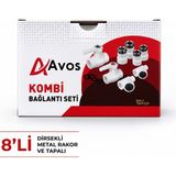 Avos Kombi Bağlantı Seti 8'li Dirsekli Metal Tapa ve Rakorlu