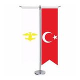 Avrupa Hun İmp. Bayrağı-17 Eski Türk Devletleri ve Türkiye -Kırlangıç-Saten T direk 2li Masa Bayrağı