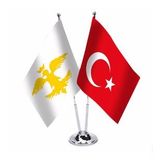 Avrupa Hun İmparatorluğu ve Türkiye- İkili Saten Masa Bayrağı