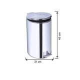 Avrupa Metal Paslanmaz Pedallı Çöp Kovası Galvaniz İç Kovalı 35 Litre