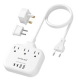 Avrupa Seyahat Fiş Adaptörü, 3 Amerikan Çıkışlı ve 4 USB ile ABD'den Avrupa'ya Fiş Adaptörü, 3 ft Avrupa Güç Kablosu, Uluslararası Seyahat Güç Şeridi, Avrupa AB Almanya Fransa için Tip C, Seyahat,