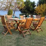 Avşa Ahşap Bahçe Takımı: 70x120+40 Masa + 6 Katlanır Sandalye