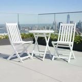 Avşa Ahşap Bahçe Takımı Beyaz - 90Lık Yuvarlak Masa + 3 Sandalye Katlanır Balkon Set