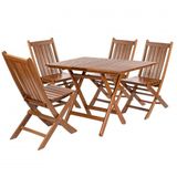 Avşa Katlanır Ahşap Bahçe Balkon Seti: 80x120 Masa + 4 Sandalye Takım