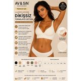 Av&Sın Dikişsiz Toparlayıcı Sütyen Push Up Destekli Ayarlanabilir Askılı Lazer Kesim Kadın Sütyen Kırık Beyaz M