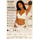 Av&Sın Dikişsiz Toparlayıcı Sütyen Push Up Destekli Ayarlanabilir Askılı Lazer Kesim Kadın Sütyen Kırık Beyaz Xl