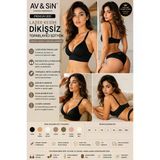 Av&Sın Dikişsiz Toparlayıcı Sütyen Push Up Destekli Ayarlanabilir Askılı Lazer Kesim Kadın Sütyen Siyah M
