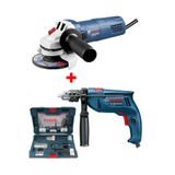 Avuç Taşlama Makinası Gws 750-115 + Darbeli Matkap Gsb 550 + 41 Parça Uç Seti MAX750-115VE55041x