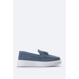 Avva A41Y8029 Erkek İndigo Süet Hafif Loafer Ayakkabı