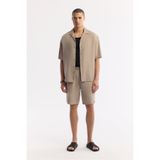 Avva A51Y3703 Relaxed Fit Bej Beli Lastikli Bağcıklı Soft Touch Erkek Şort
