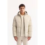 Avva A52Y6054 Erkek Ekru Kapüşonlu Rüzgar Geçirmez Şişme Comfort Fit Mont