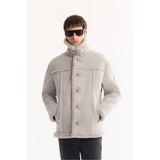 Avva A52Y6055 Gri Kürklü Dik Yaka Comfort Fit Napa Erkek Mont