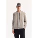 Avva B006045 Erkek Açık Gri Bomber Yaka Süet Dokulu Mevsimlik Comfort Fit Mont