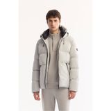 Avva B006046 Erkek Açık Gri Kapüşonlu Comfort Fit Mont