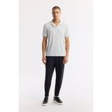 Avva Erkek Açık Gri Apaj Yaka Jakarlı Elastan Regular Fit T-Shirt A51Y1069 - XL