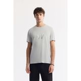 Avva Erkek Açık Gri Bisiklet Yaka Baskılı Soft Touch Regular Fit T-Shirt A51Y1106 - M