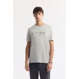 Avva Erkek Açık Gri Bisiklet Yaka Baskılı Soft Touch Regular Fit T-Shirt A51Y1138 - XS