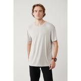 Avva Erkek Açık Gri Bisiklet Yaka Bi-Stretch Soft Touch Basic Regular Fit T-Shirt B001031 - 3XL