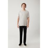Avva Erkek Açık Gri Bisiklet Yaka Bi-Stretch Soft Touch Basic Regular Fit T-Shirt B001031 - XS