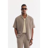AVVA Erkek Açık Haki Apaj Yaka Nefes Alan Kısa Kollu Comfort Fit Gömlek A61Y2125 - XL