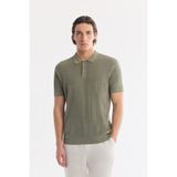 AVVA Erkek Açık Haki Polo Yaka Düğmeli Keten Karışımlı Regular Fit Triko T-Shirt A61Y5013 - XL