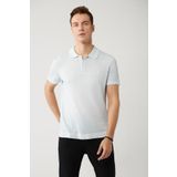 Avva Erkek Açık Mavi 3 Düğmeli Polo Yaka Triko Regular Fit T-Shirt A41Y5067